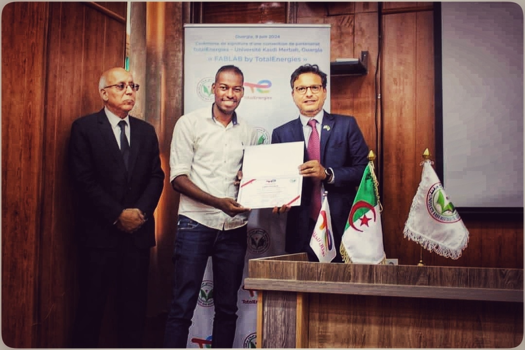 Khouti Mohammed Amine receiving TotalEnergies certificate Algeria