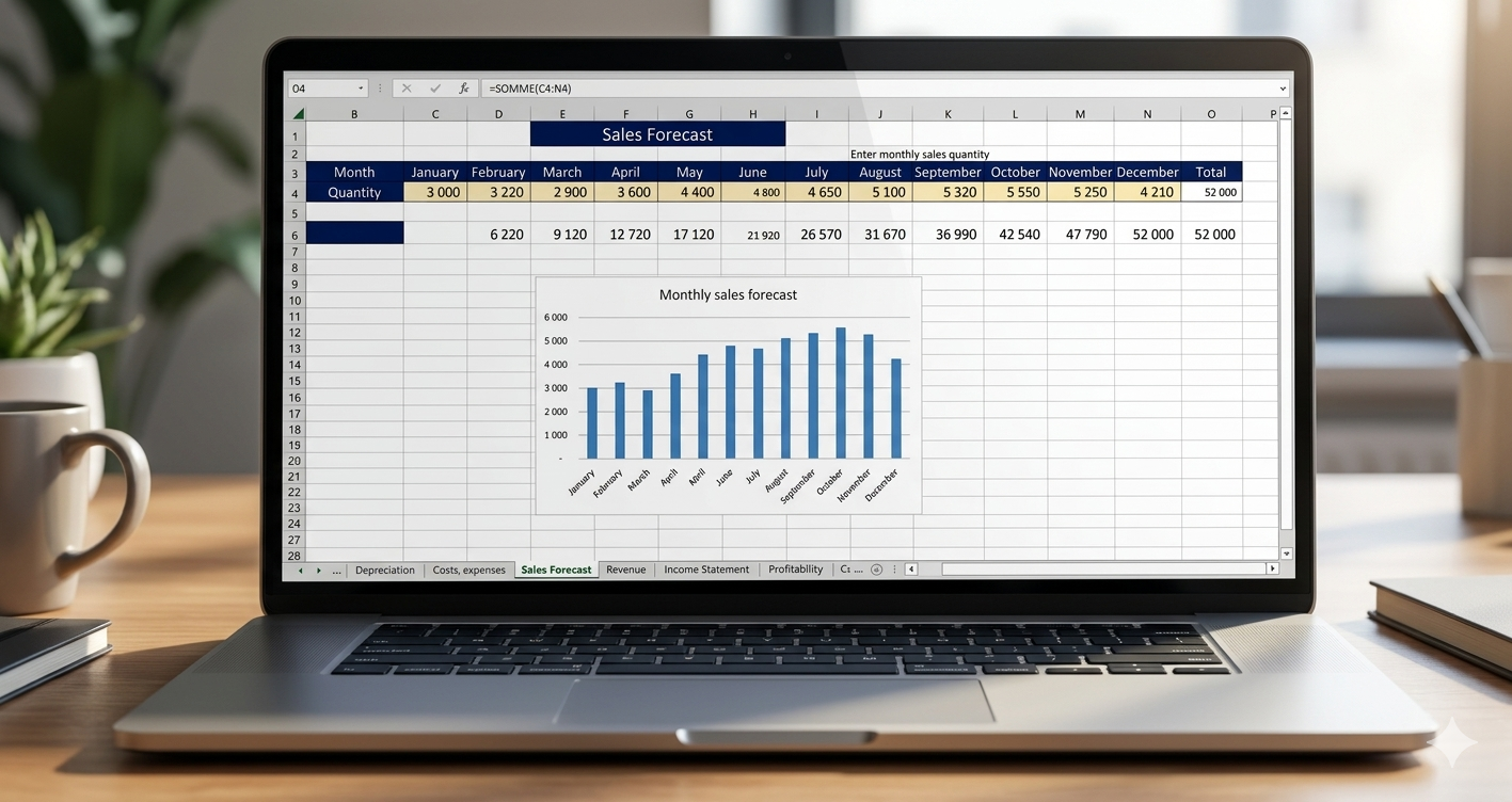 Financial Planning Excel Model Sales Forecast Chart