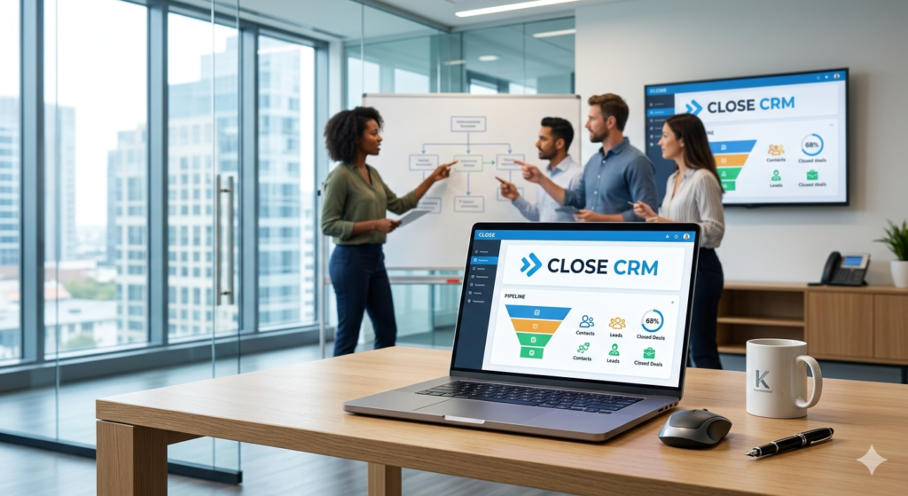 A professional sales team choosing Close CRM for their business productivity.
